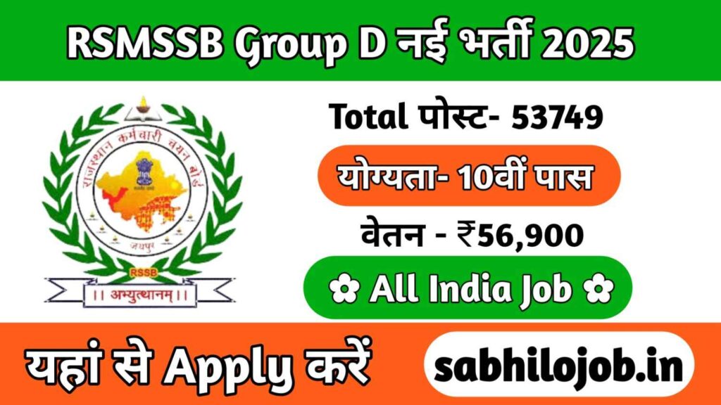 RSMSSB Group D Recruitment 2025