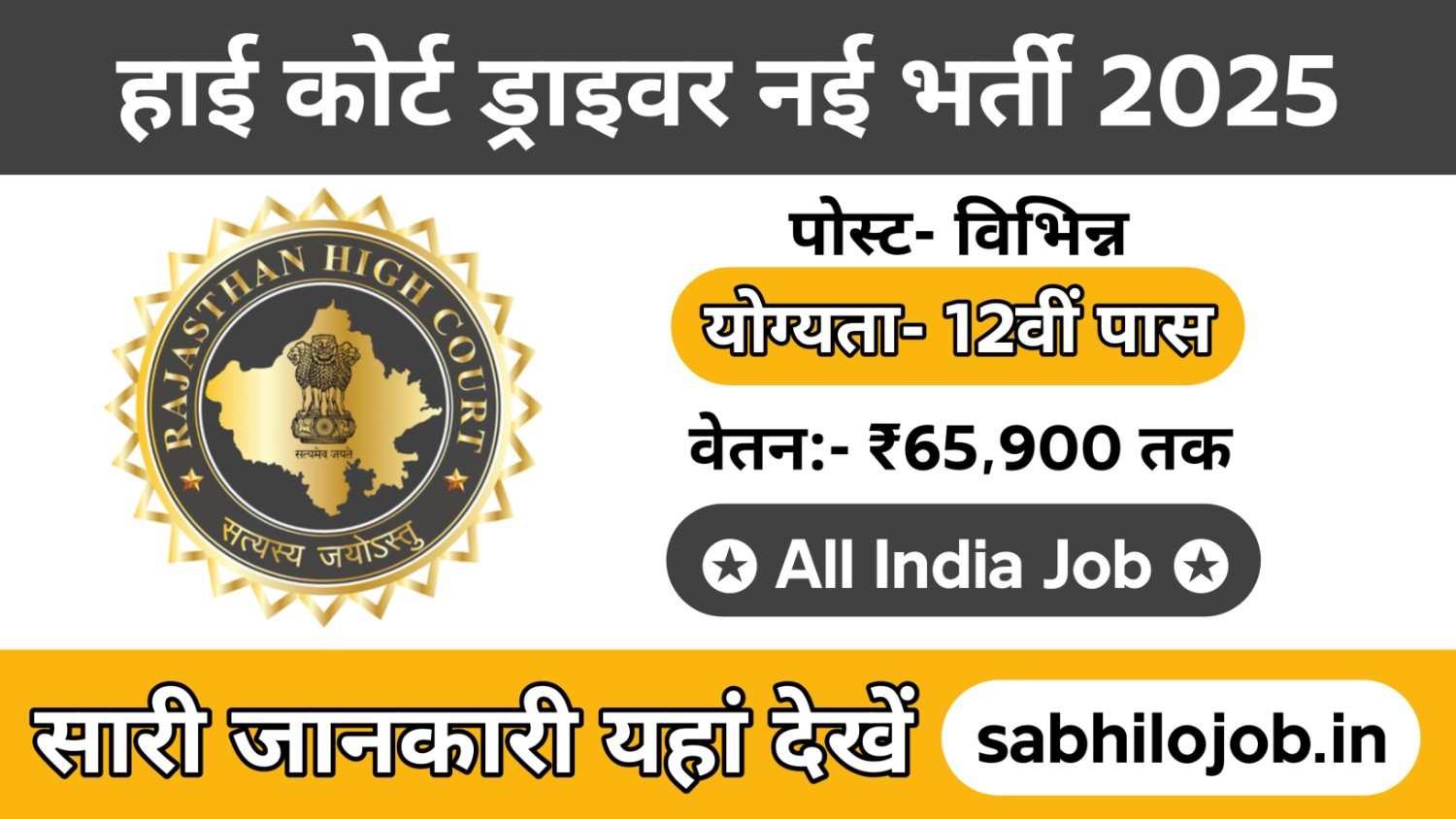High Court Driver Recruitment 2025