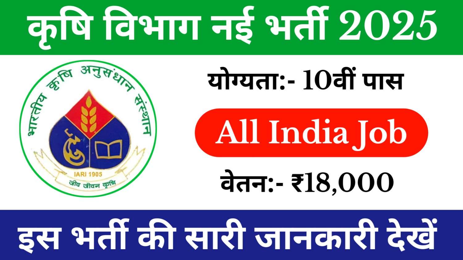 Agriculture ICAR-IARI New Recruitment 2025