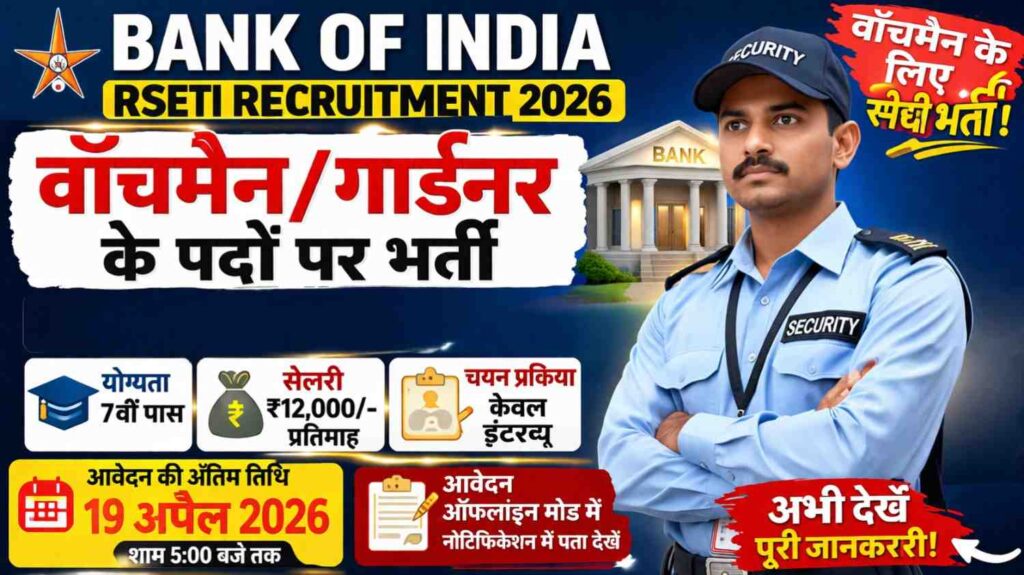 Bank of India RSETI Recruitment 2026