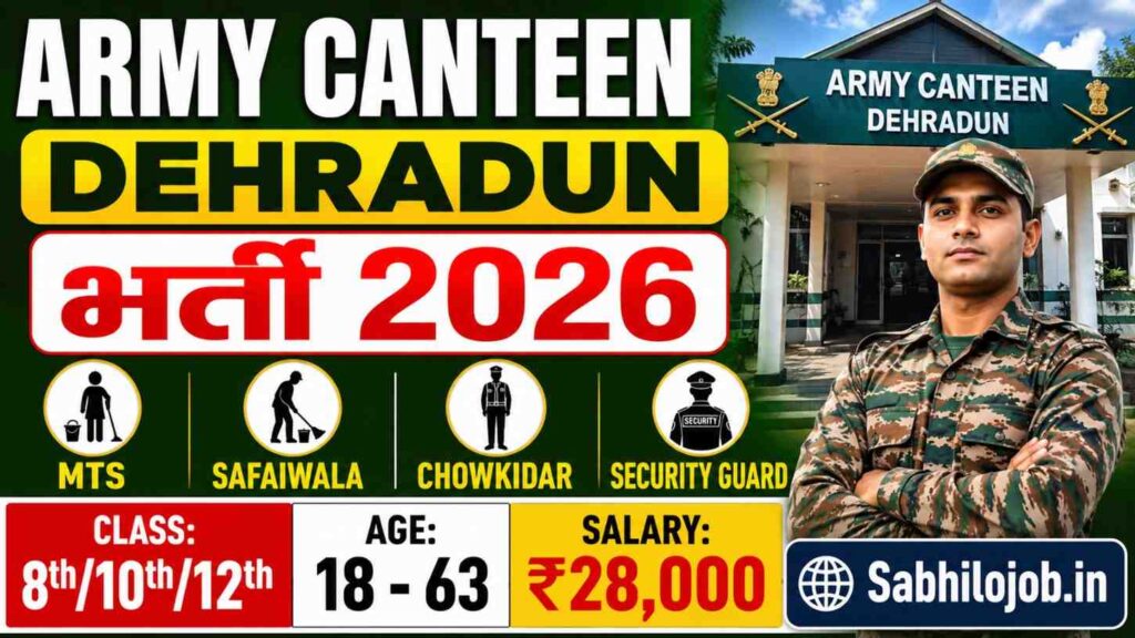 Uttarakhand Sub Area Canteen Recruitment 2026