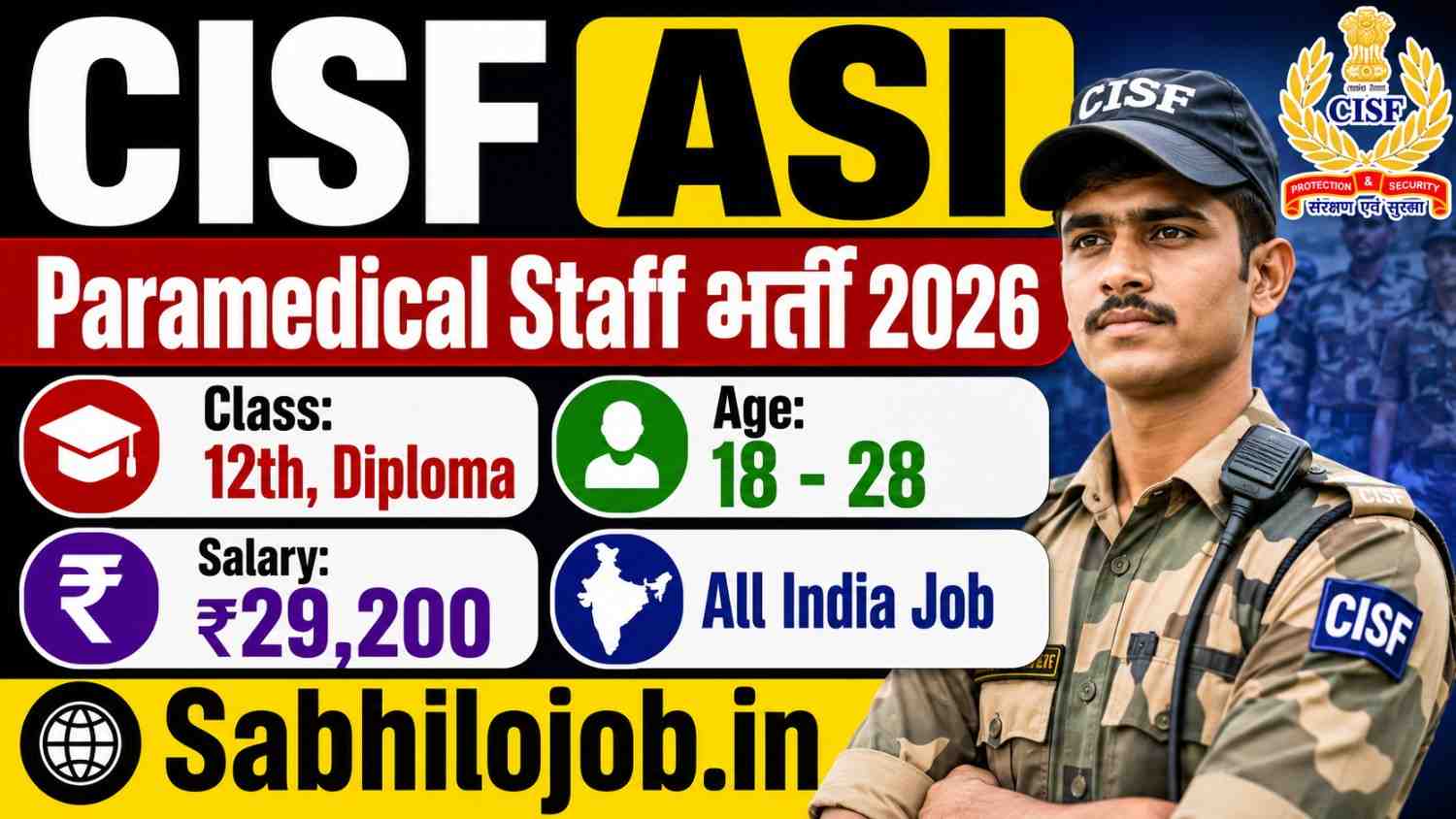 CISF ASI Paramedical Staff Recruitment 2026