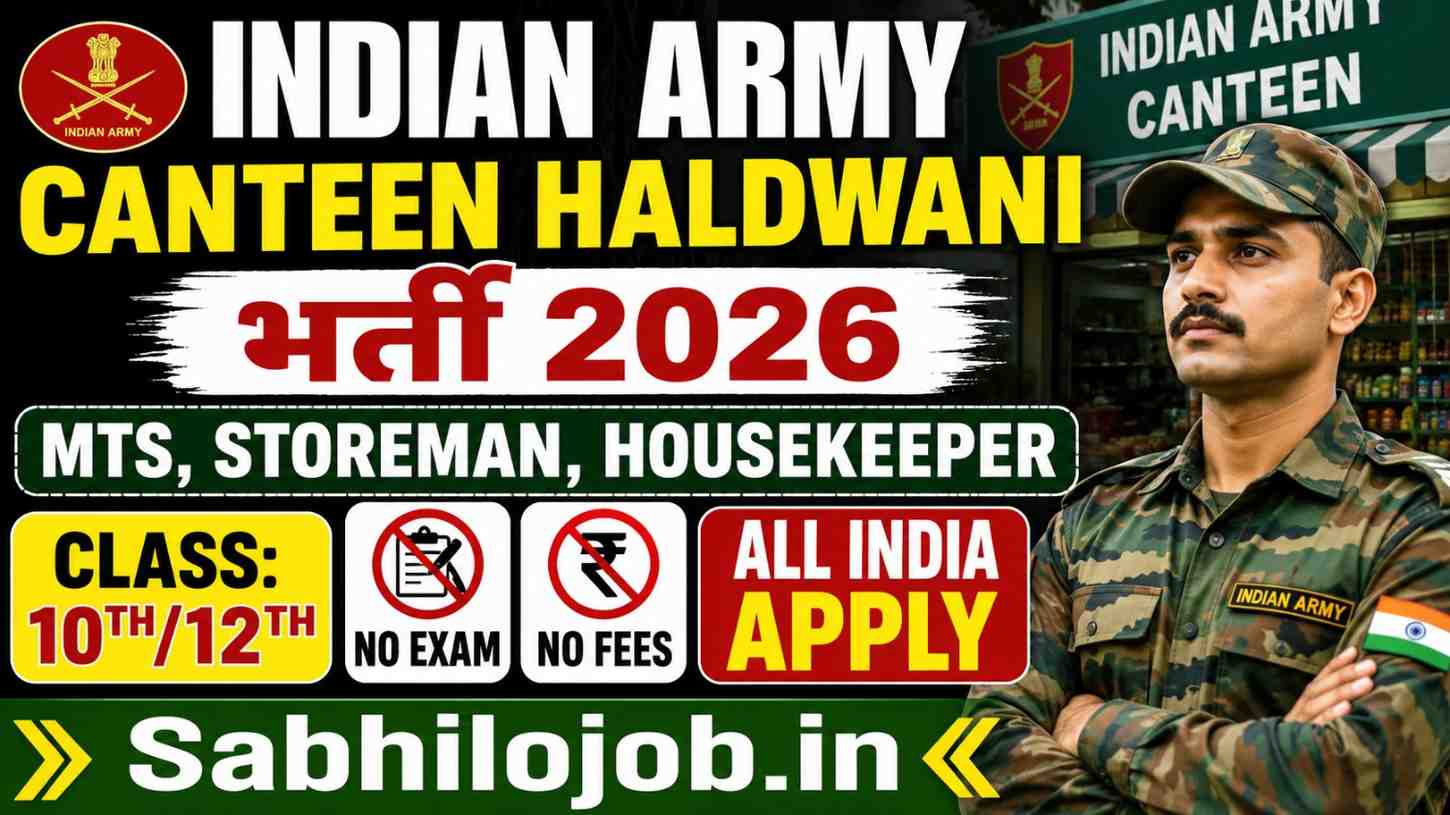 Indian Army Canteen Haldwani Recruitment 2026