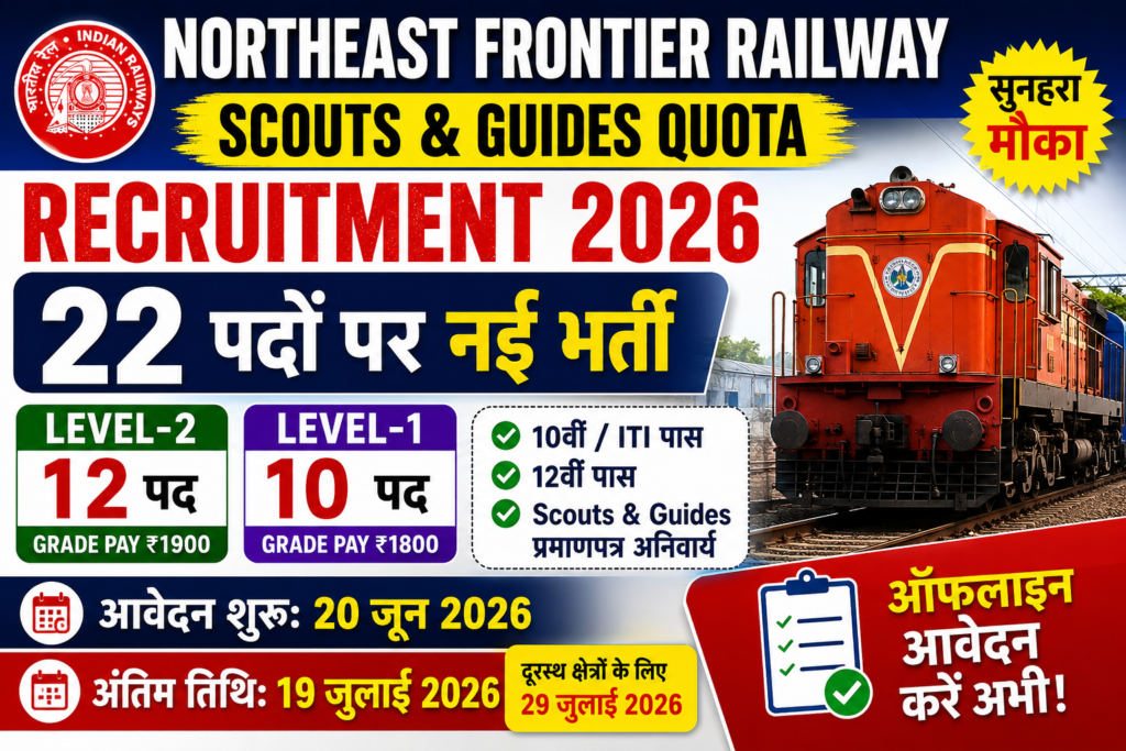 Northeast Frontier Railway Scouts and Guides Quota Recruitment 2026
