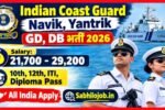 Indian Coast Guard Navik, Yantrik Recruitment 2026